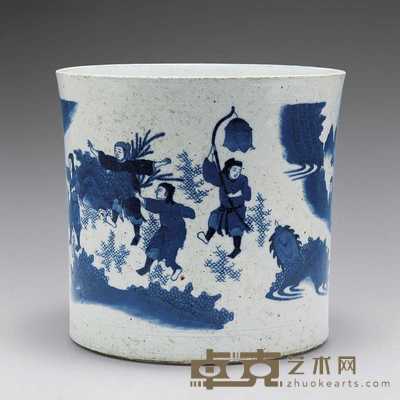 明 青花人物笔海 高20cm；直径20.6cm